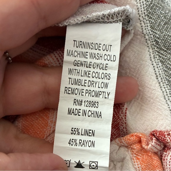 Indigo Rein Linen Blend Striped Women's Crop Pants L - Picture 10 of 11